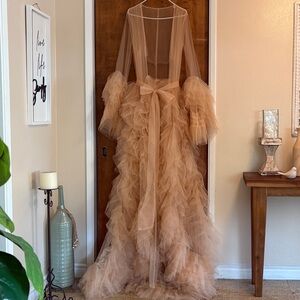 Elegant Tan Tulle Gown